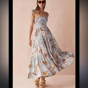 NWT omika floral Maxi Dress in Blue and Brown